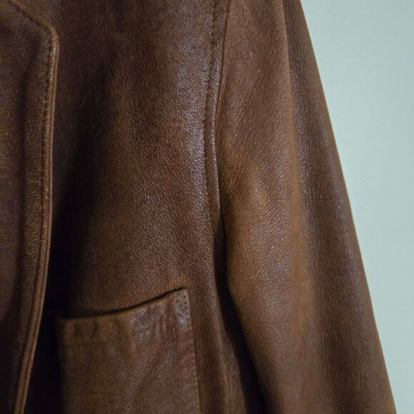 Northern Lights Leather Vintage Brown Leather Blazer Jacket Lined Size 36/S - Picture 3 of 4